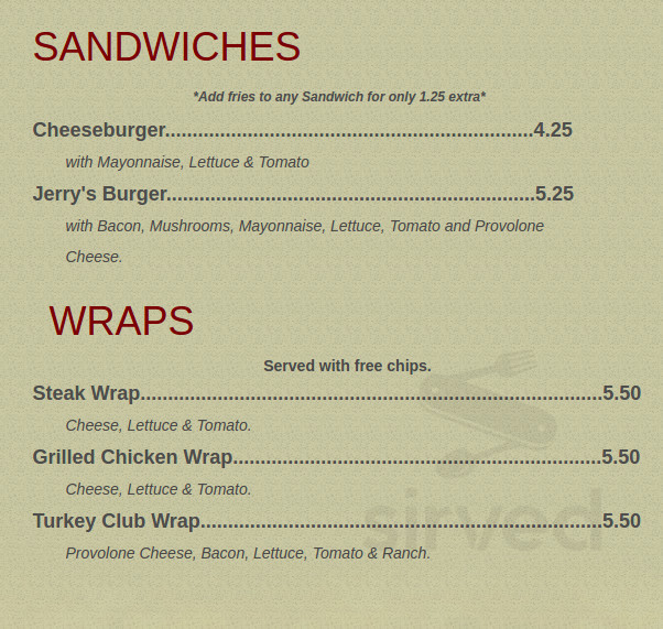 Jerry's Pizza Pasta & Grill menu in Martinsville, Virginia, USA