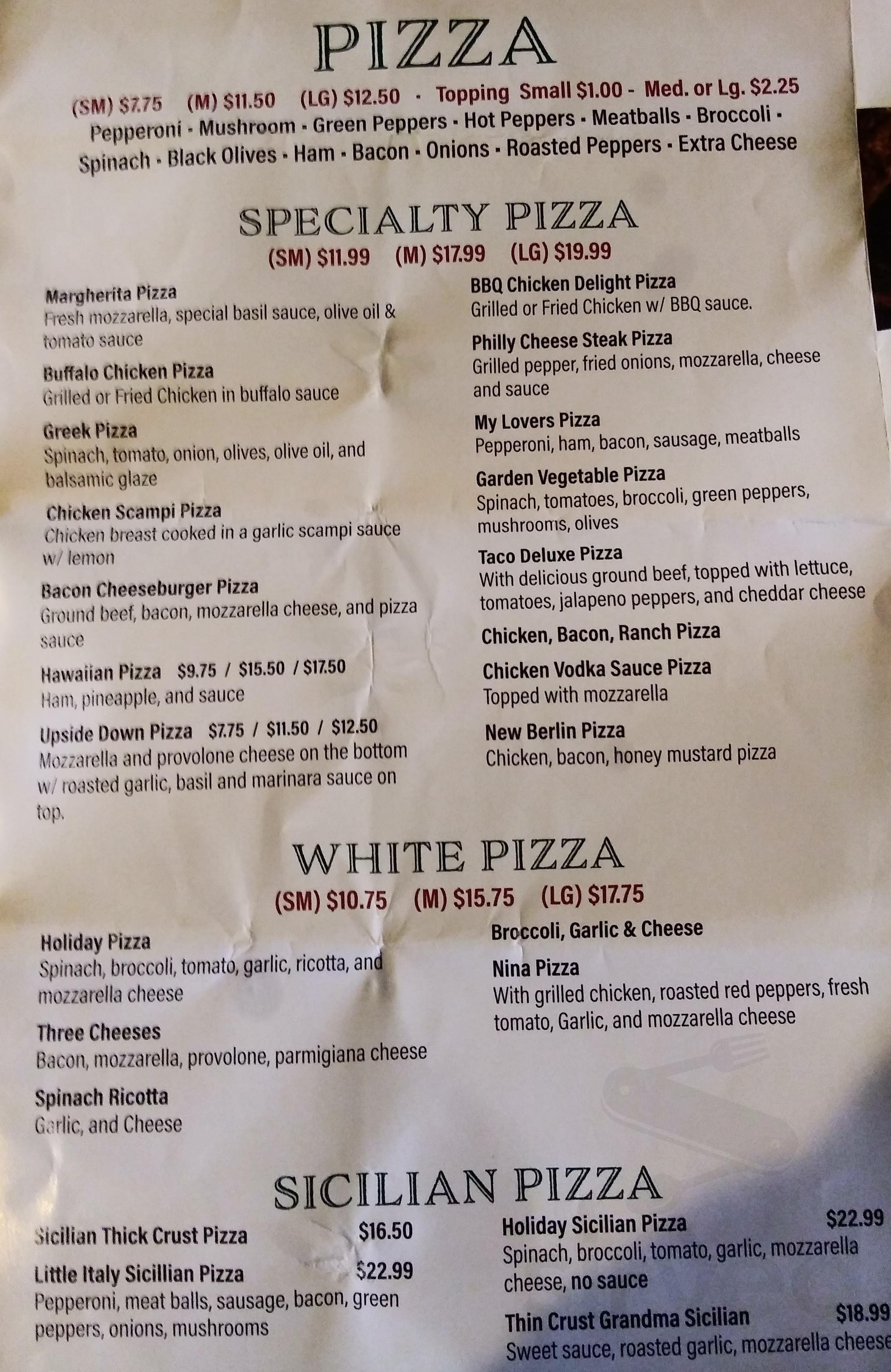 Taste Of Little Italy menu in New Berlin, Pennsylvania, USA