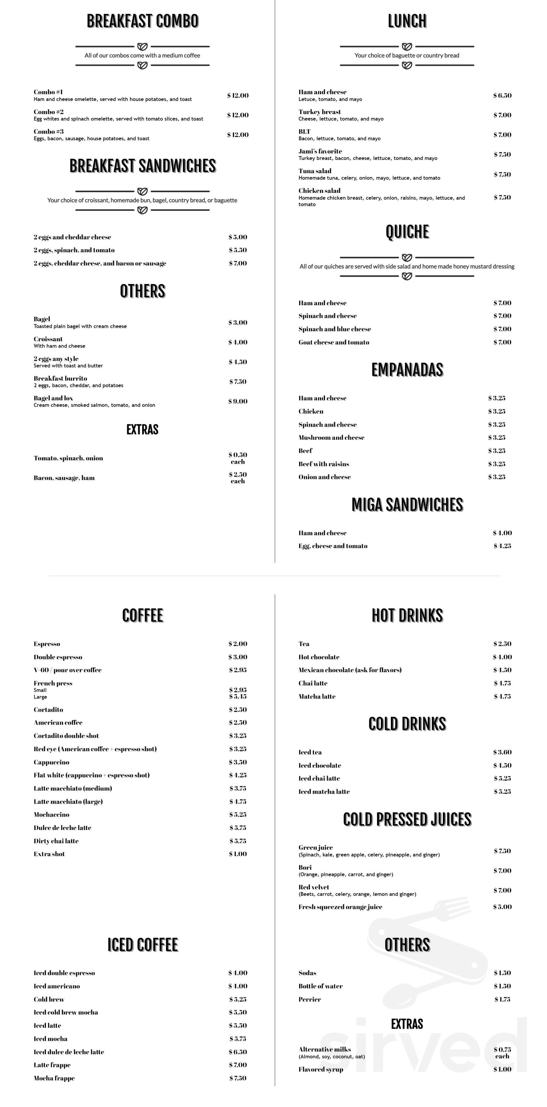 Menu - Miami Beach FL's Cachito Coffee and Bakery | Sirved