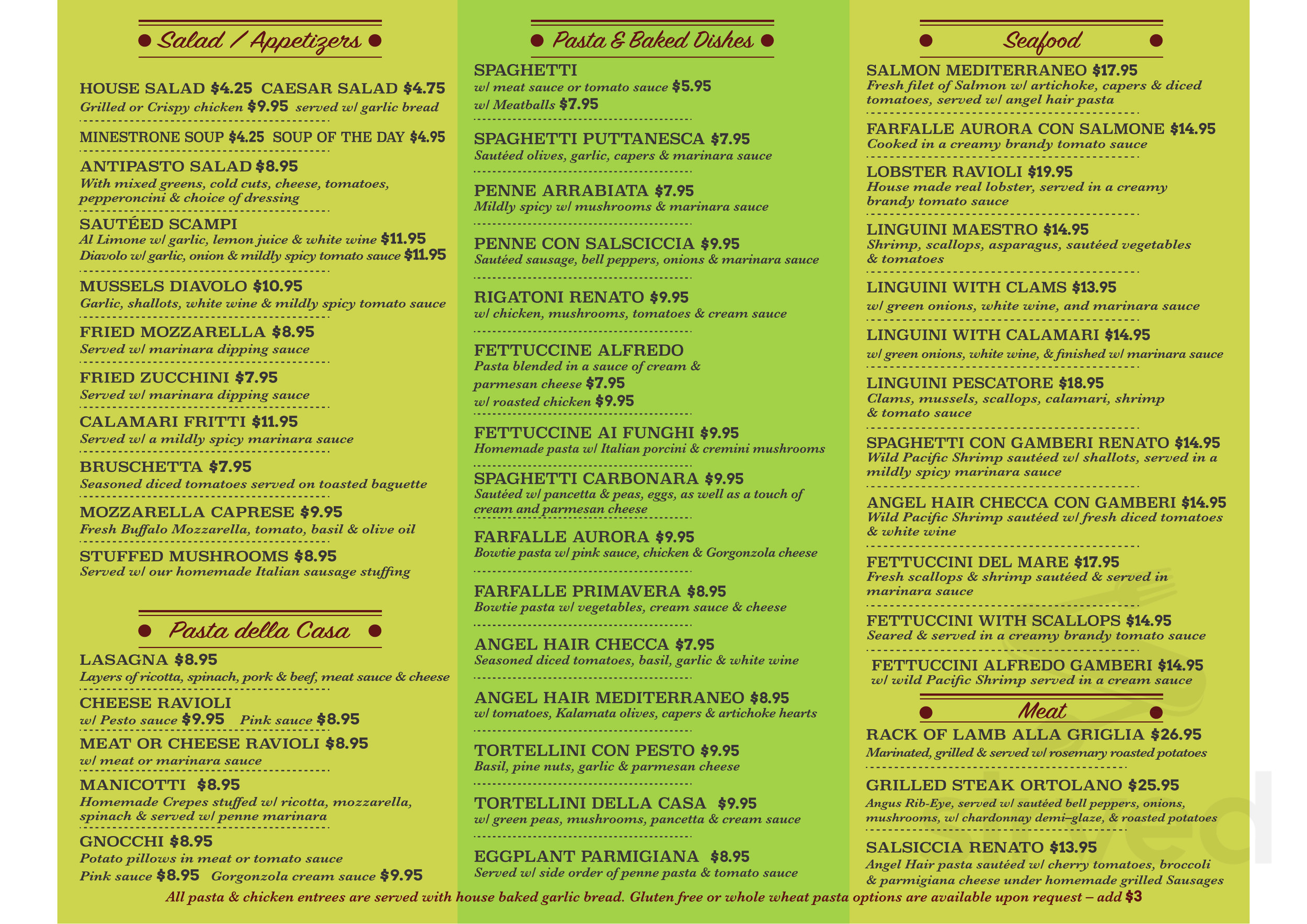 Renato's Restaurant and Catering menu in Westminster, California, USA
