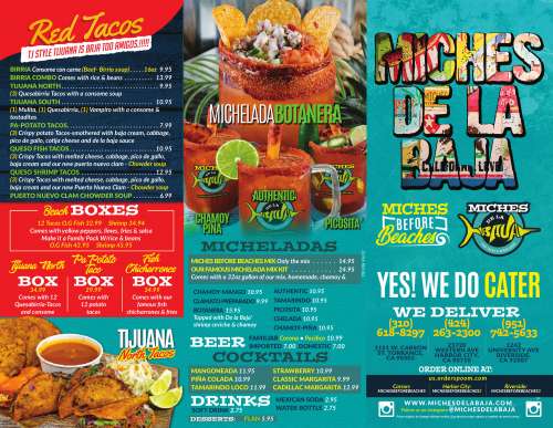 Miches De La Baja menu in Riverside, California, USA