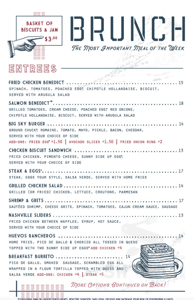 Menu - Atlanta GA's Big Sky Buckhead | Sirved