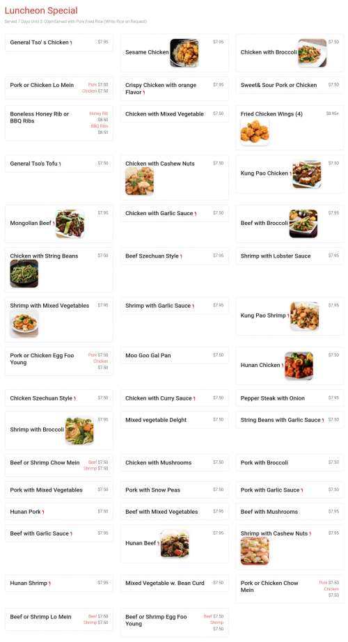 Panda House menu in Milford, New Jersey, USA