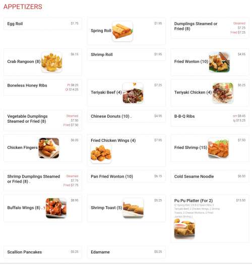 Panda House menu in Milford, New Jersey, USA