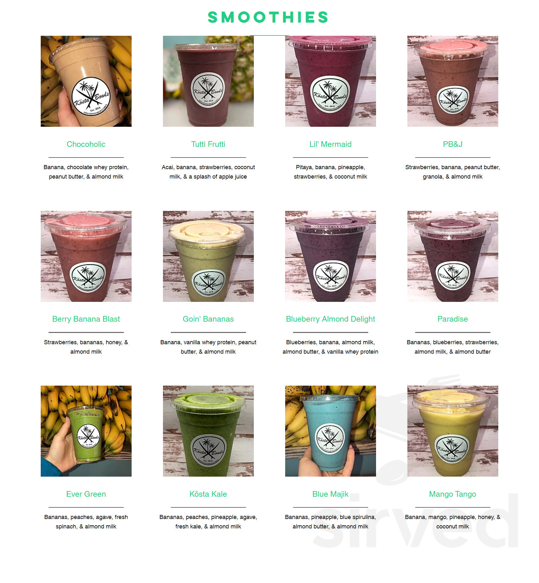 Kösta Bowls Pawleys Island menus in Pawleys Island, South Carolina