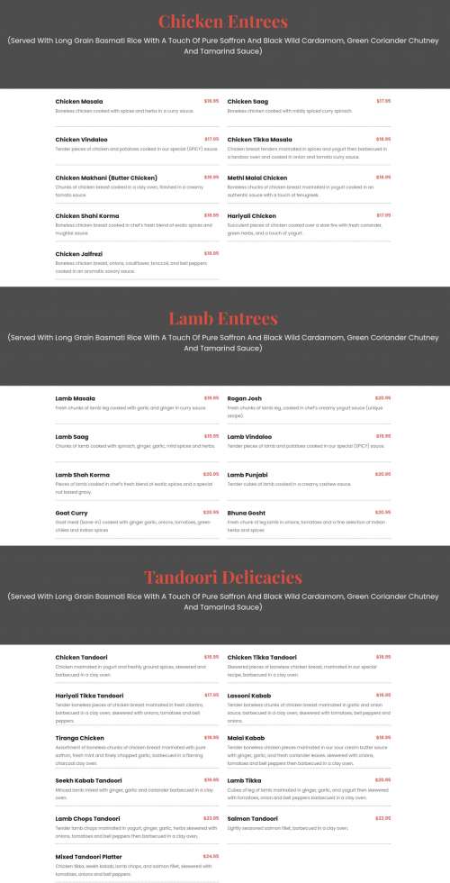 Kadhai Indian Restaurant menu in Bethesda, Maryland, USA