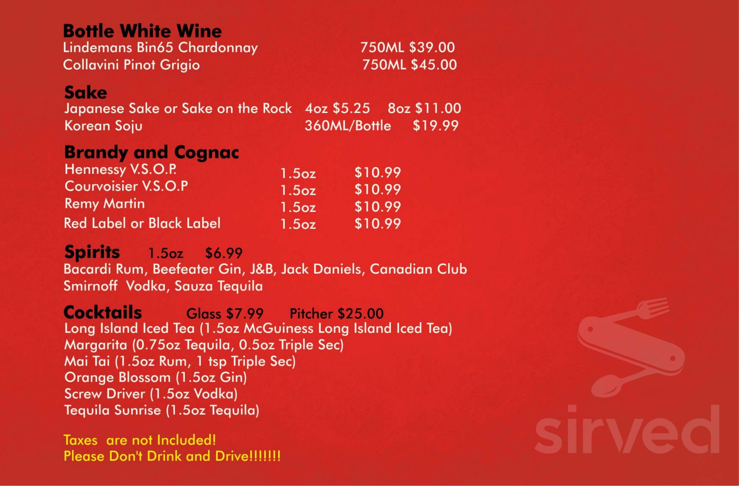 Korean Grill House menu in Scarborough, Ontario, Canada