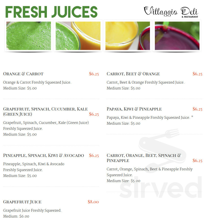 Villaggio Deli & Restaurant menu in Van Nuys, California