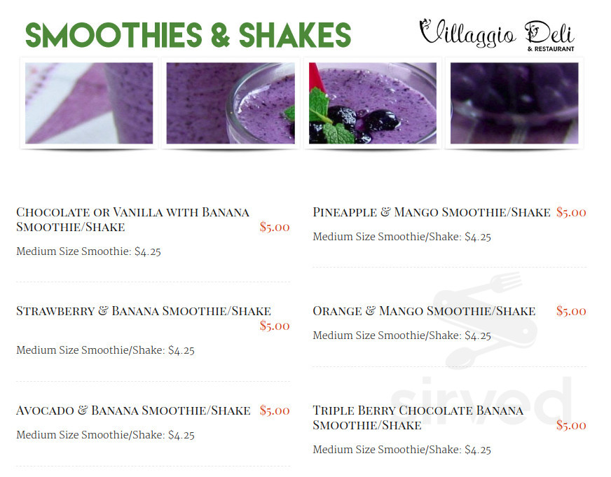 Villaggio Deli & Restaurant menu in Van Nuys, California