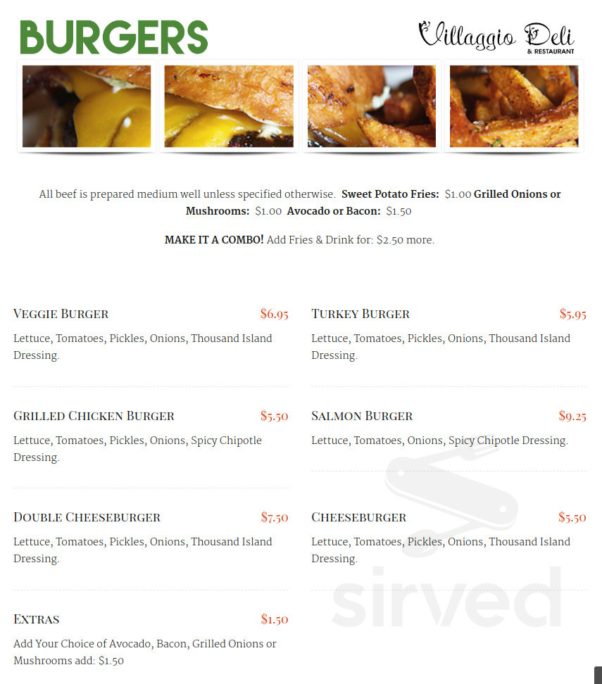 Villaggio Deli & Restaurant menu in Van Nuys, California
