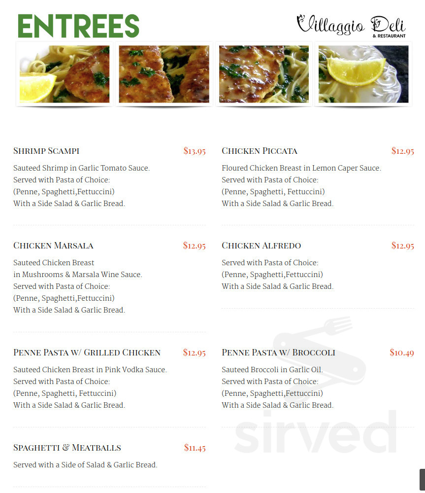 Villaggio Deli & Restaurant menu in Van Nuys, California