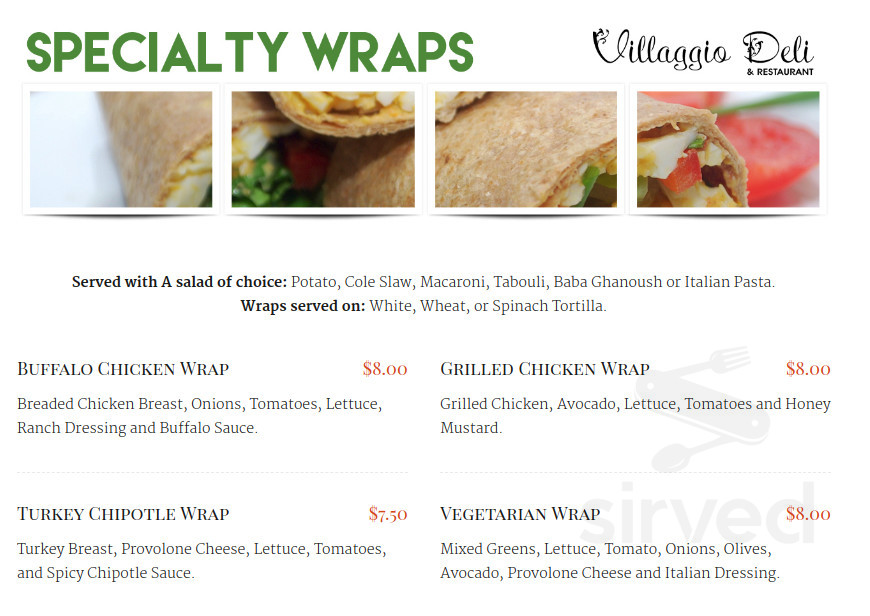 Villaggio Deli & Restaurant menu in Van Nuys, California