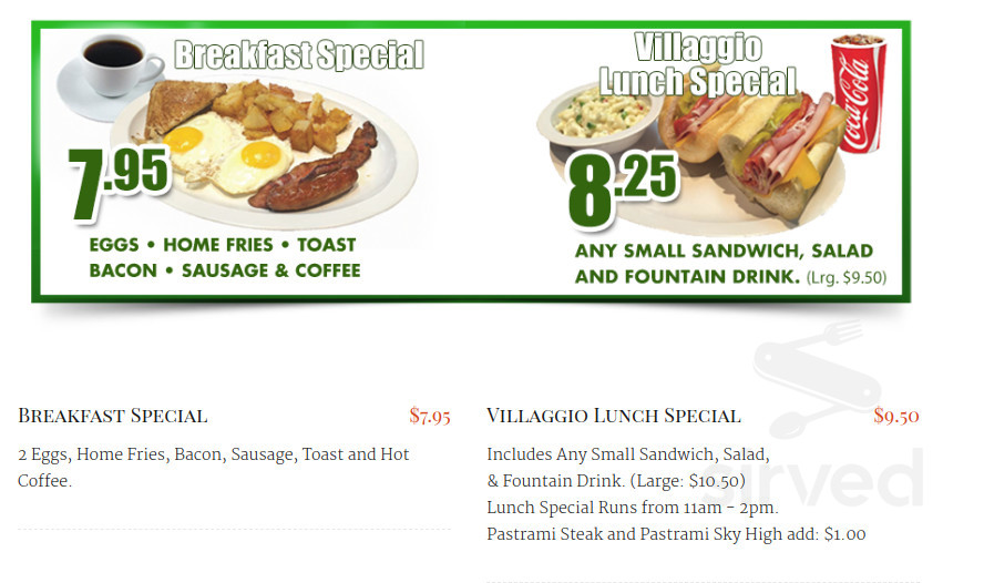 Villaggio Deli & Restaurant menu in Van Nuys, California