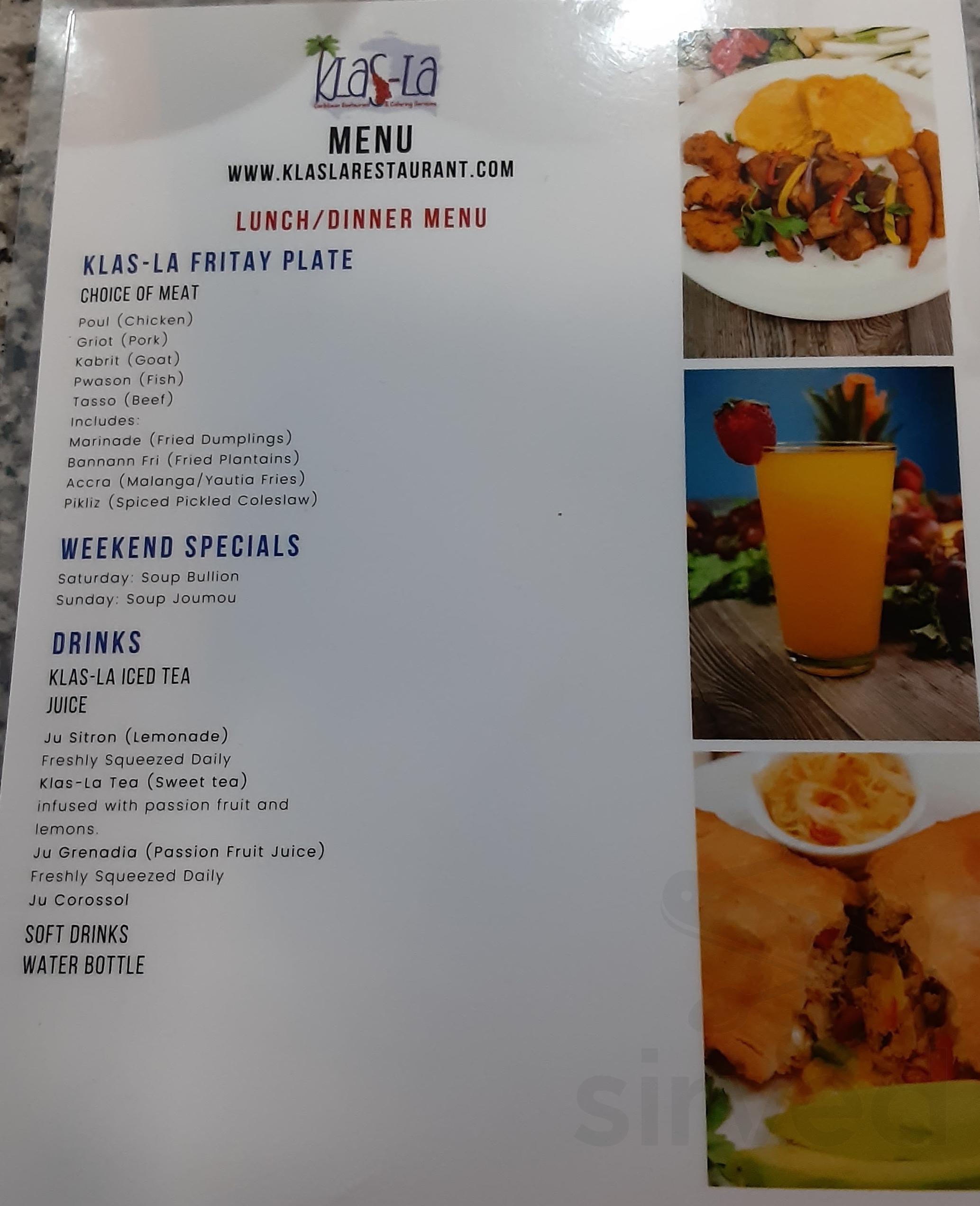 Menu for Klas La Restaurant & Catering in Tampa, FL Sirved