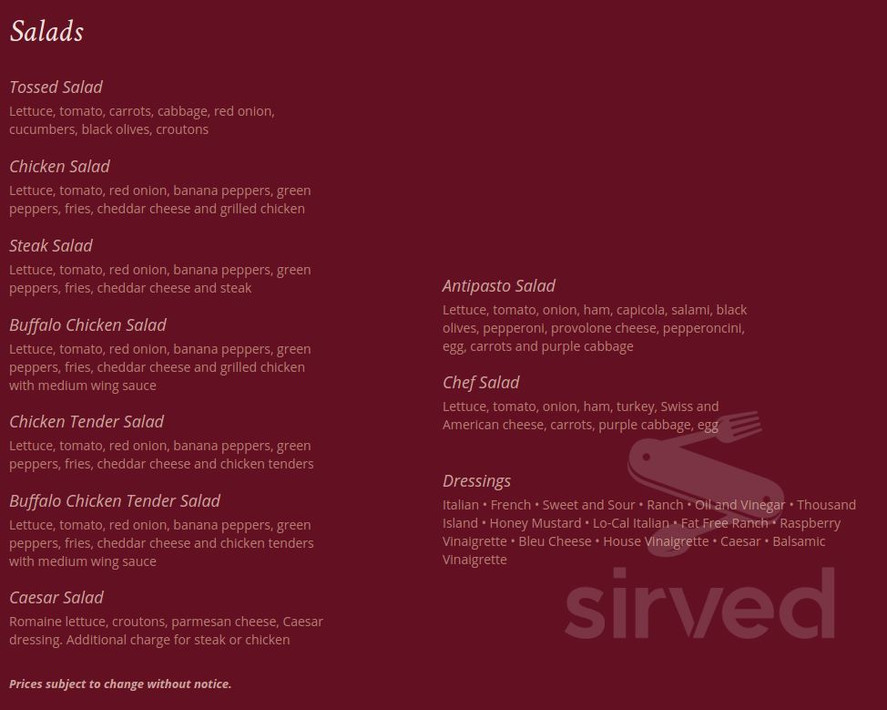 Monte Cello's Cranberry menu in Cranberry Twp, Pennsylvania, USA