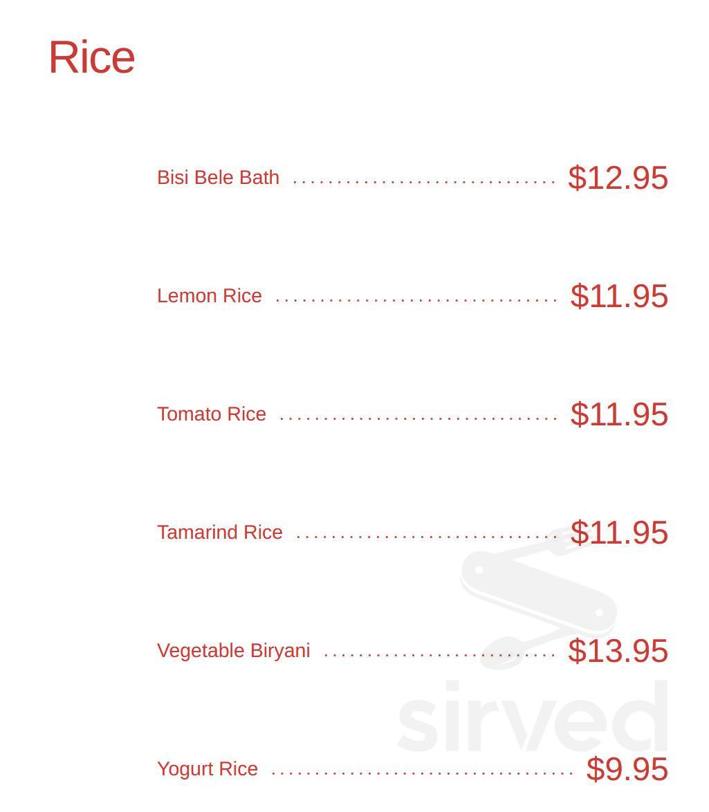 Madras Palace Indian Cuisine menu in Gaithersburg, Maryland, USA