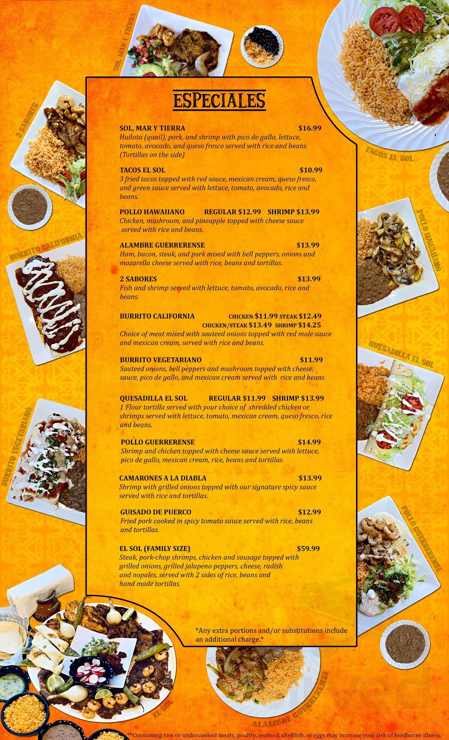 Menu - Shelby NC's El Sol Guerrerense | Sirved