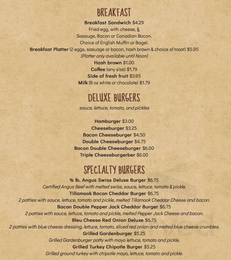 Fidalgo Drive-In menu in Anacortes, Washington