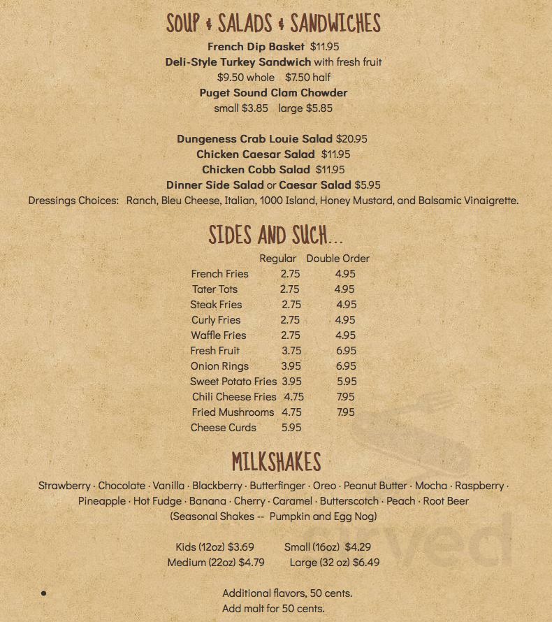 Fidalgo Drive-In menu in Anacortes, Washington
