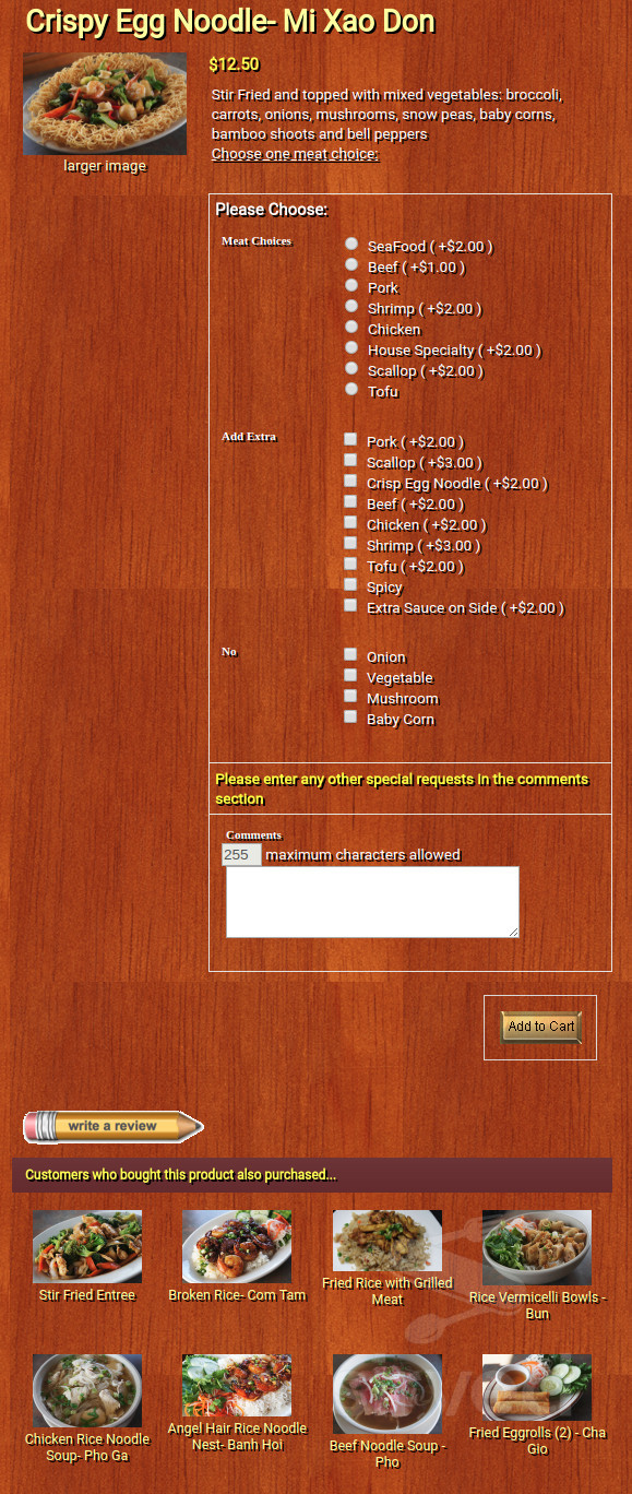 Phở Quyên Vietnamese Cuisine menu in Tampa, Florida, USA