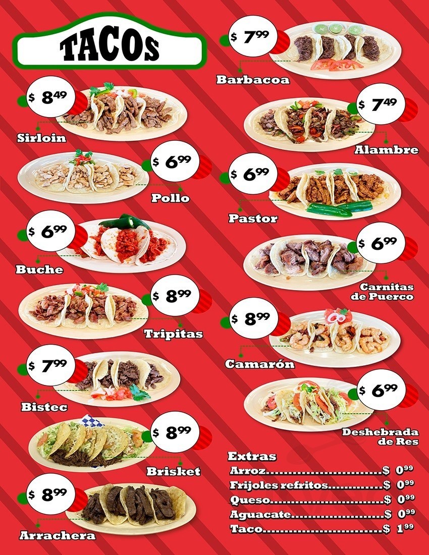 Don Jose Mexican Grill menu in El Paso, Texas, USA