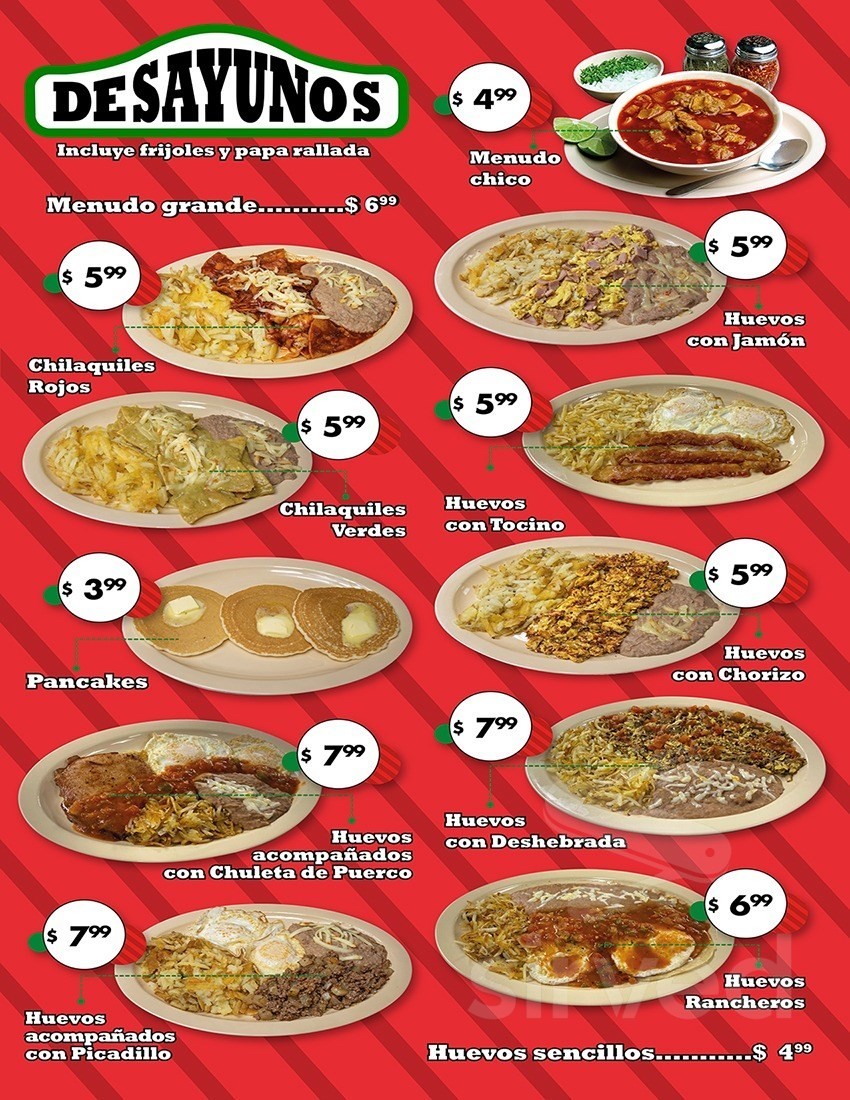 Don Jose Mexican Grill menu in El Paso, Texas, USA