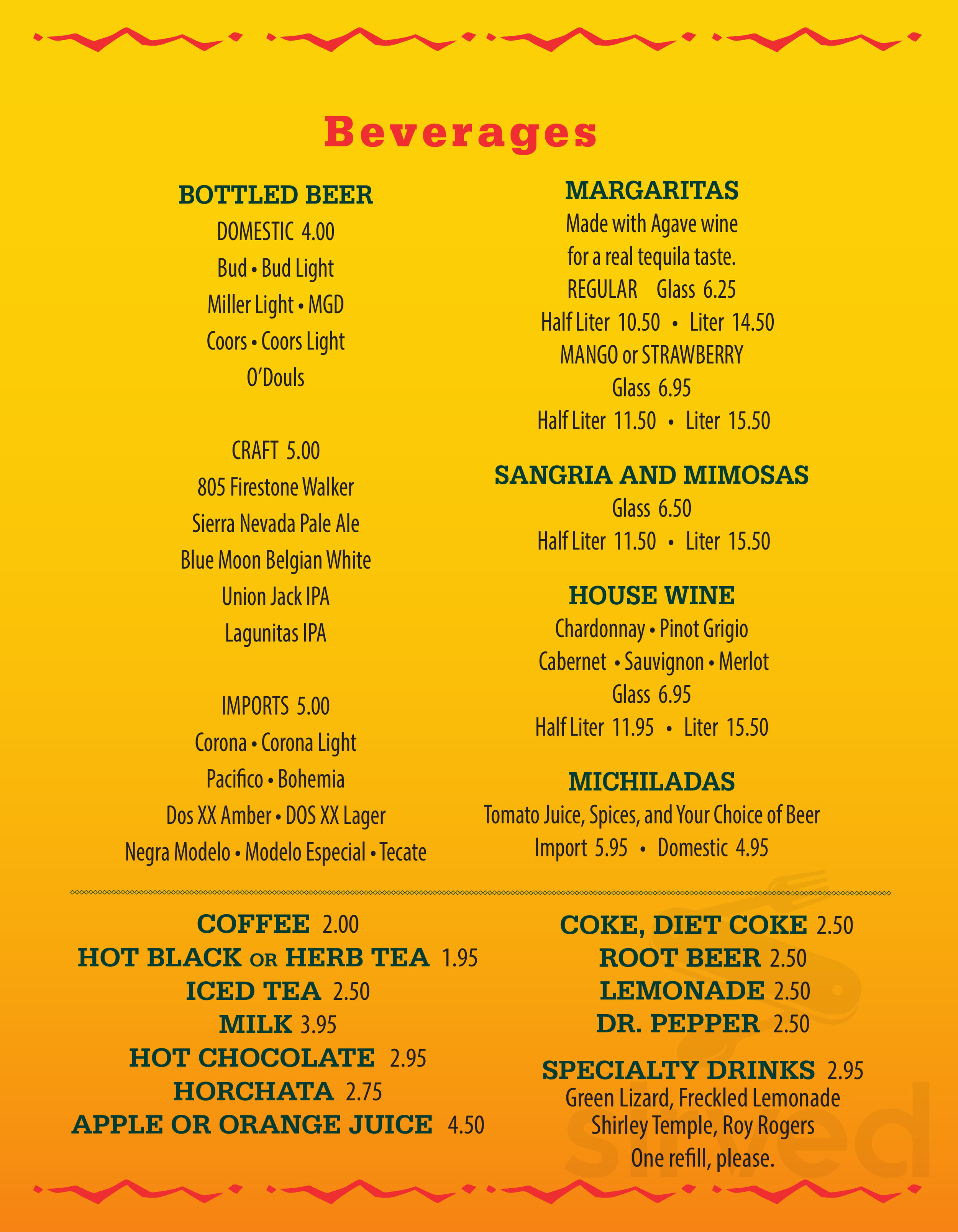 Lolo's Mexican Restaurant menu in Morro Bay, California, USA