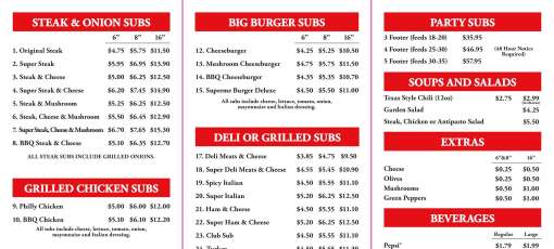 Menu for Big John Steak & Onion - Flint, MI | Sirved