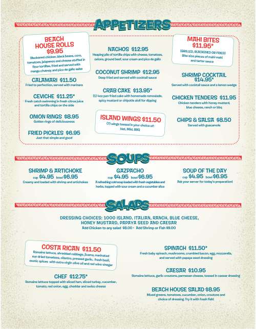 The Beach House Bar & Grill menu in Lahaina, Hawaii, USA
