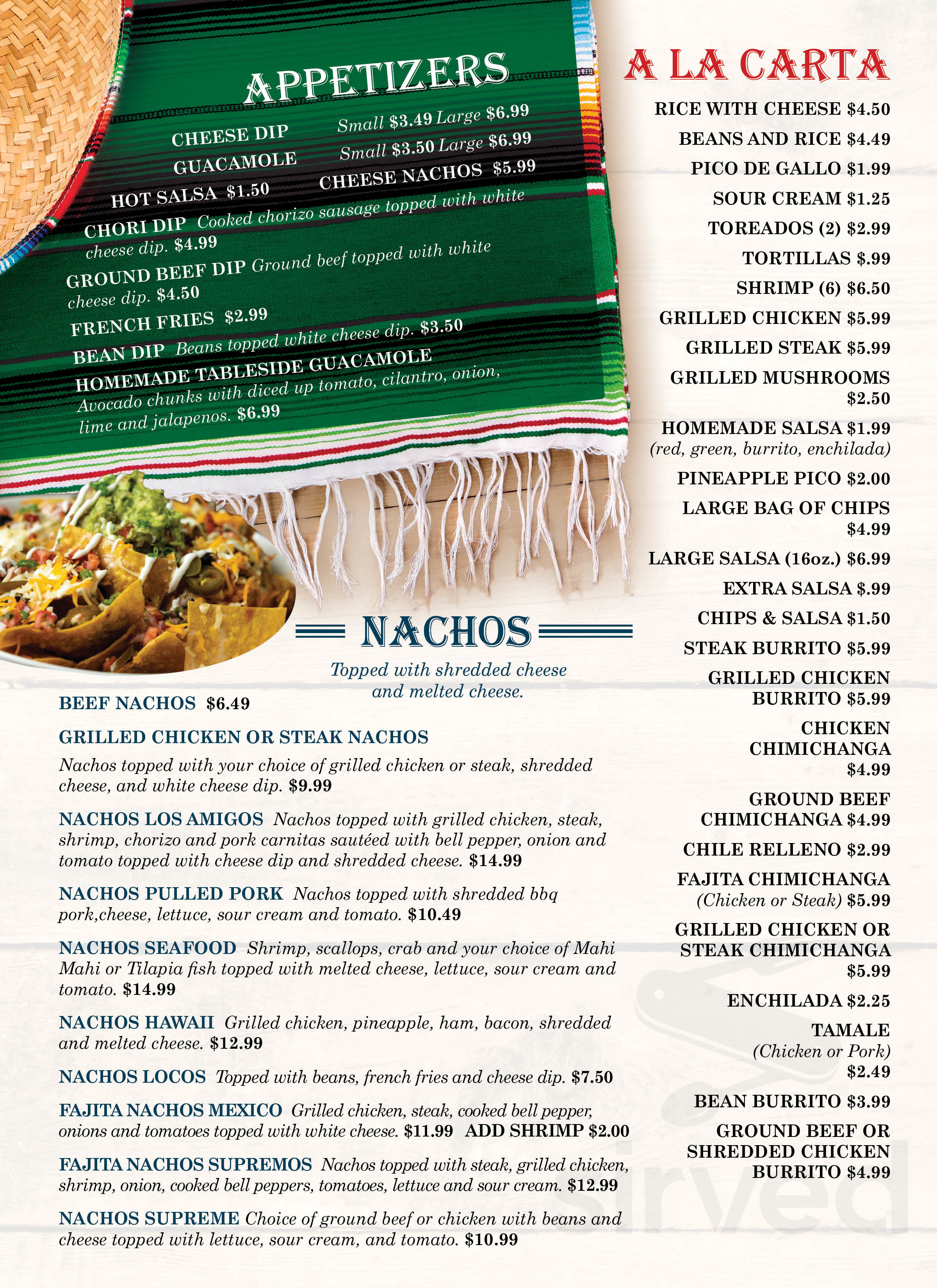 Los Amigos Mexican Restaurant menu in Loogootee, Indiana, USA