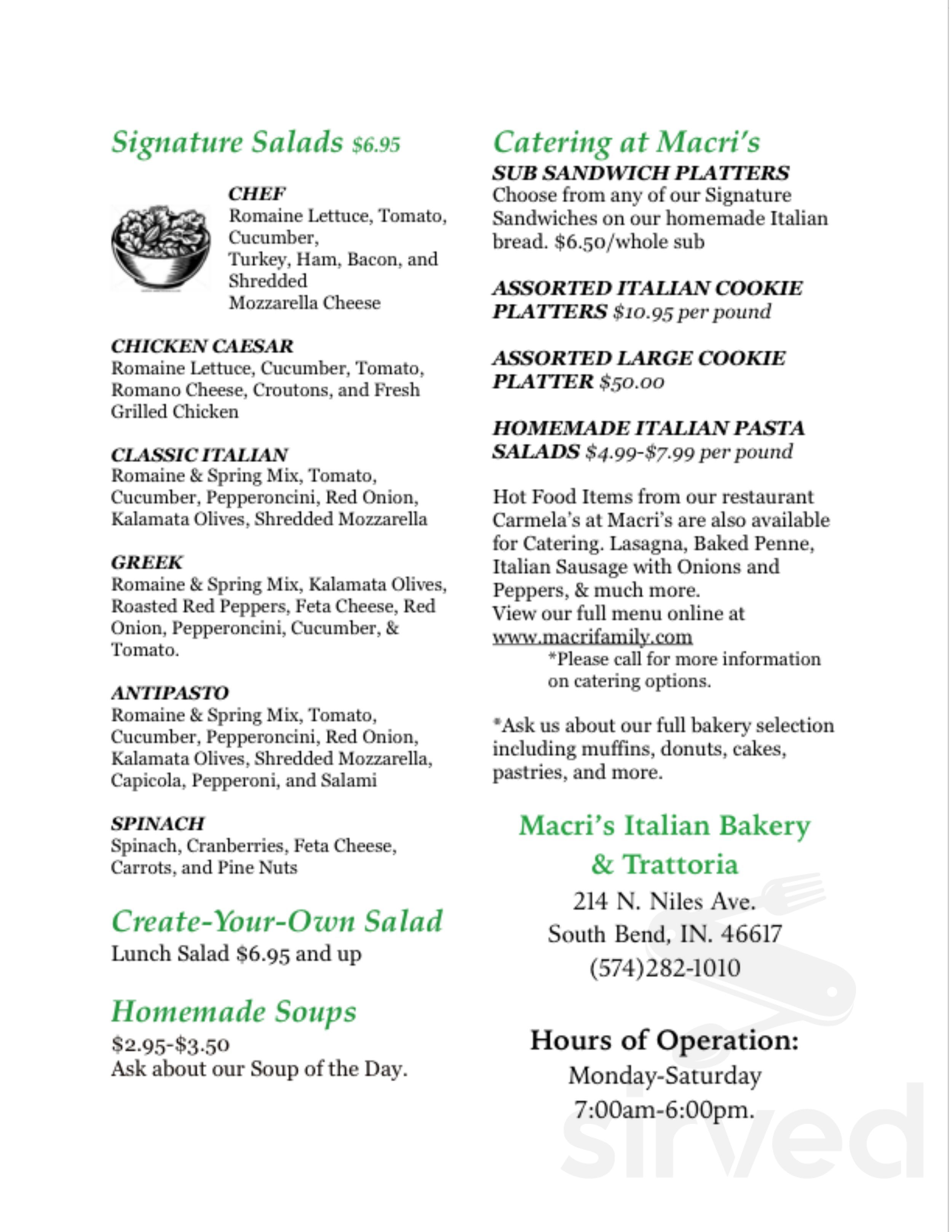 Macri's Italian Bakery menus in South Bend, Indiana, United States