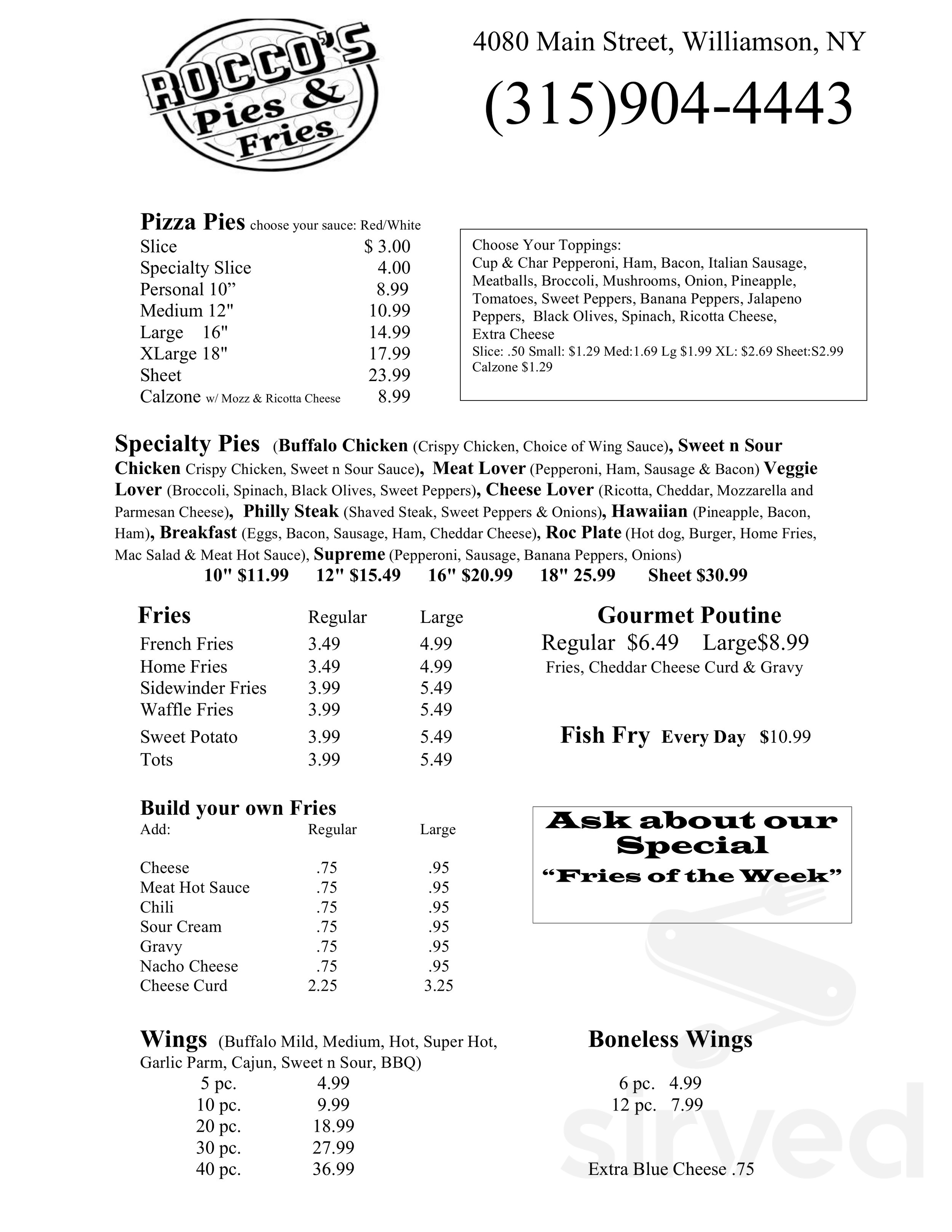 pies n fries menu