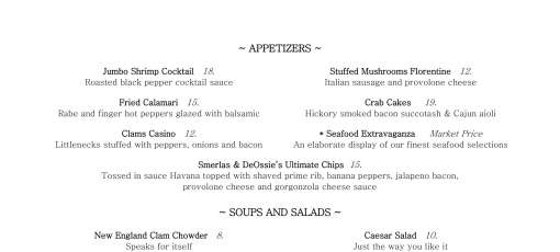 Menu for Fred & Steve's Steakhouse in Lincoln, RI | Sirved