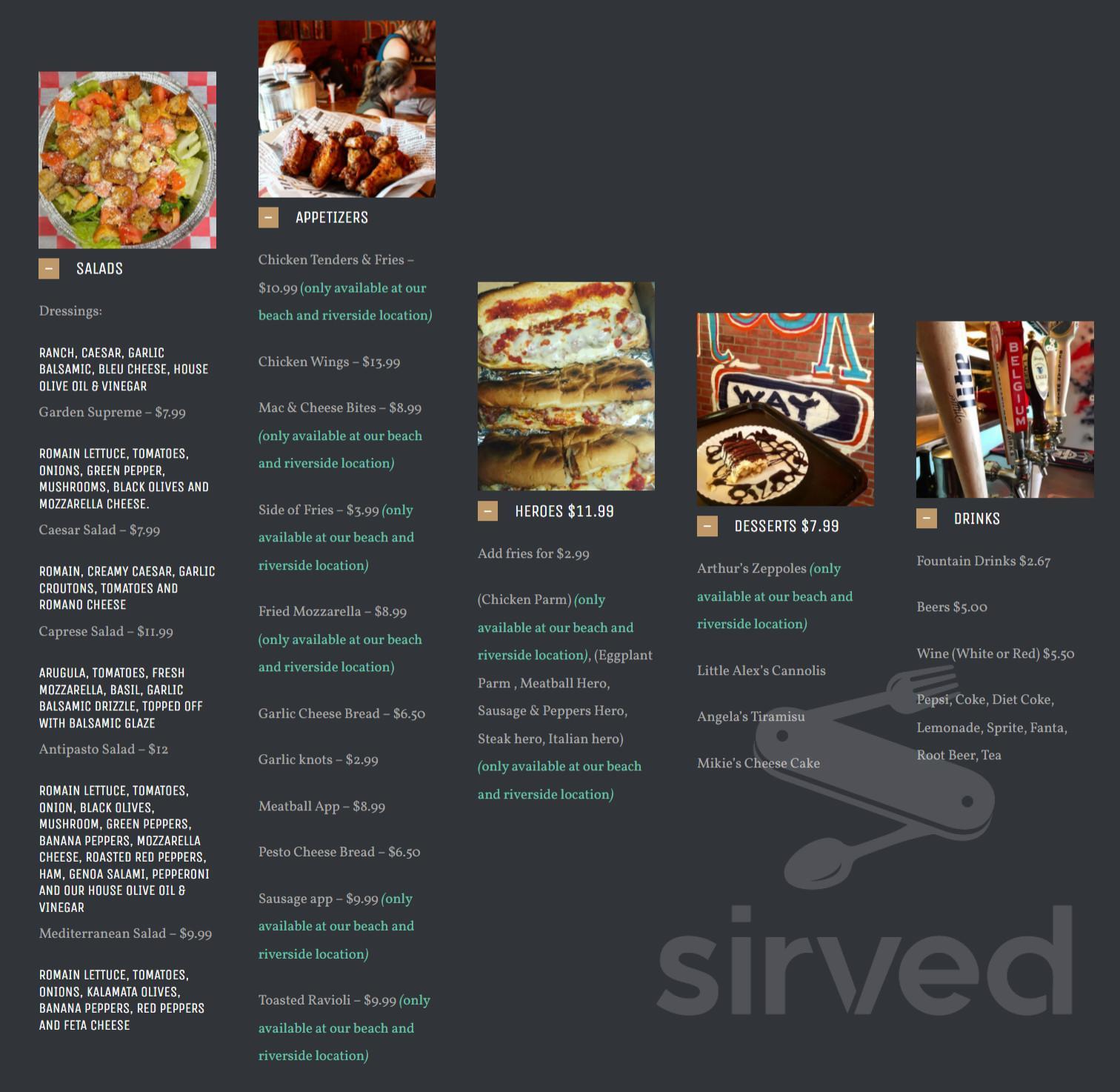 Biggies Pizza 5 Points Riverside menu in Jacksonville, Florida, USA