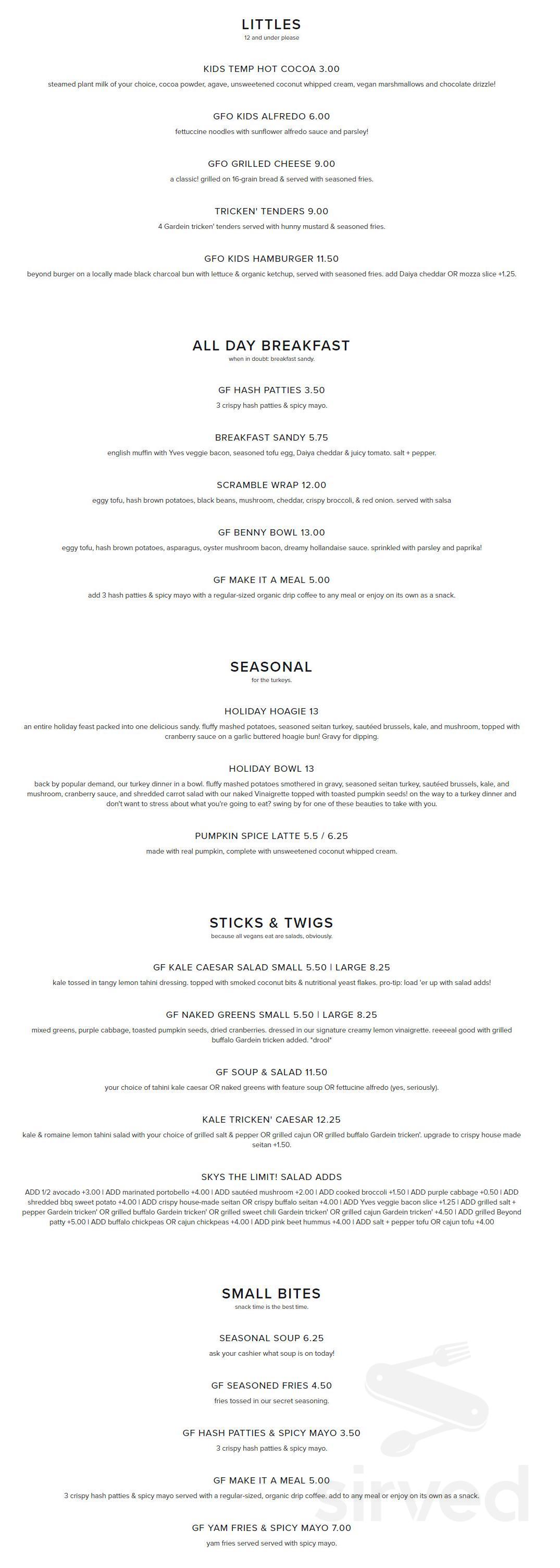 Naked Cafe menu in Kelowna, British Columbia