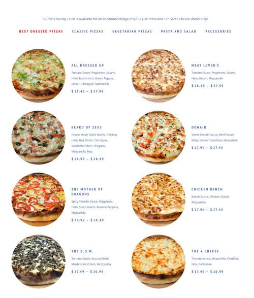 Bow Tie Pizza (Killarney) menu in Calgary, Alberta, Canada