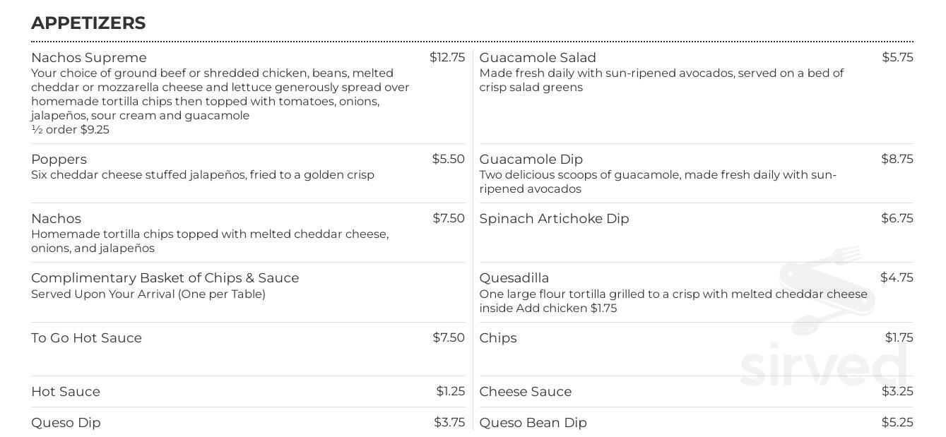 El Imperial menu in Cabool, Missouri, USA