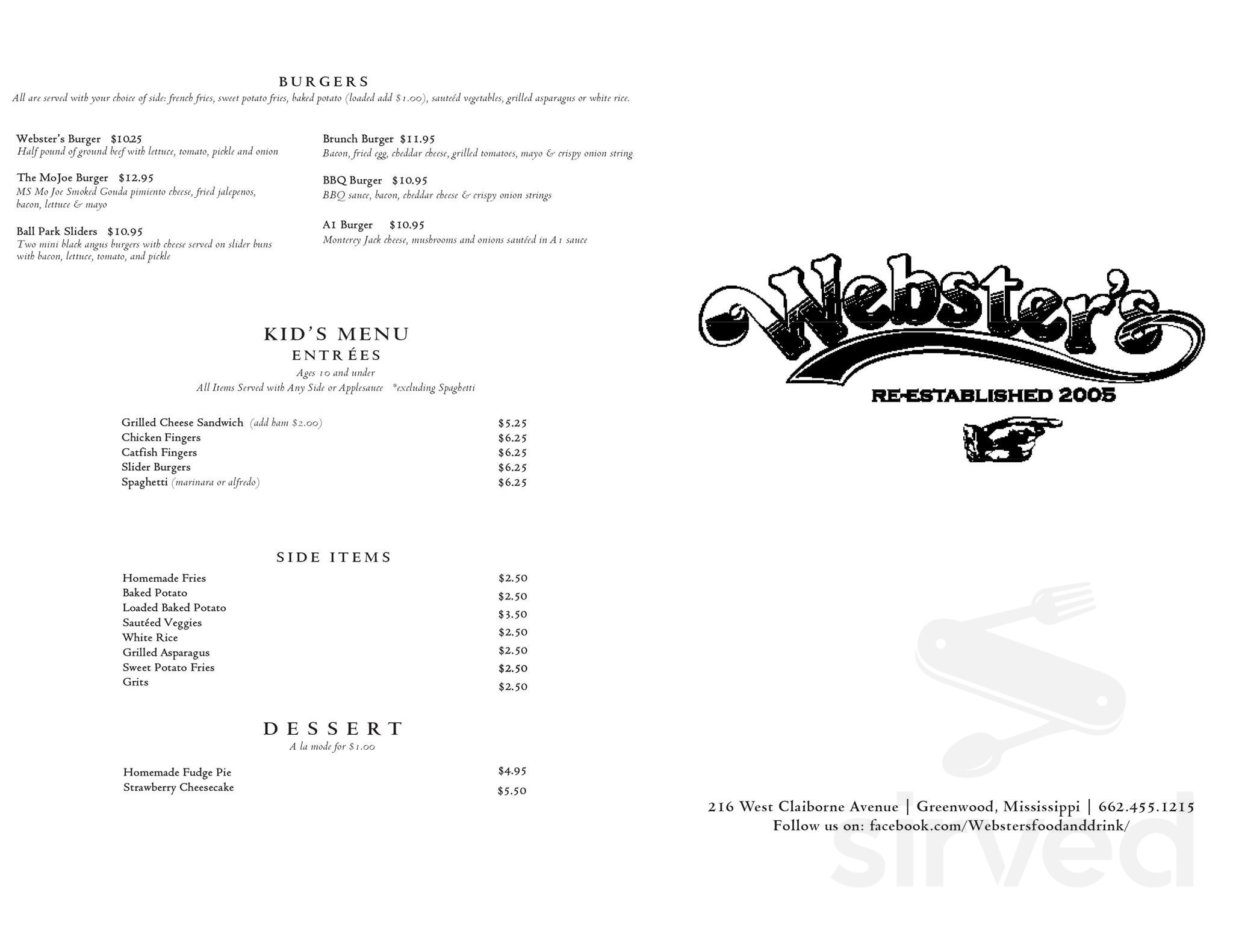 ster's menu in Greenwood, Mississippi, USA
