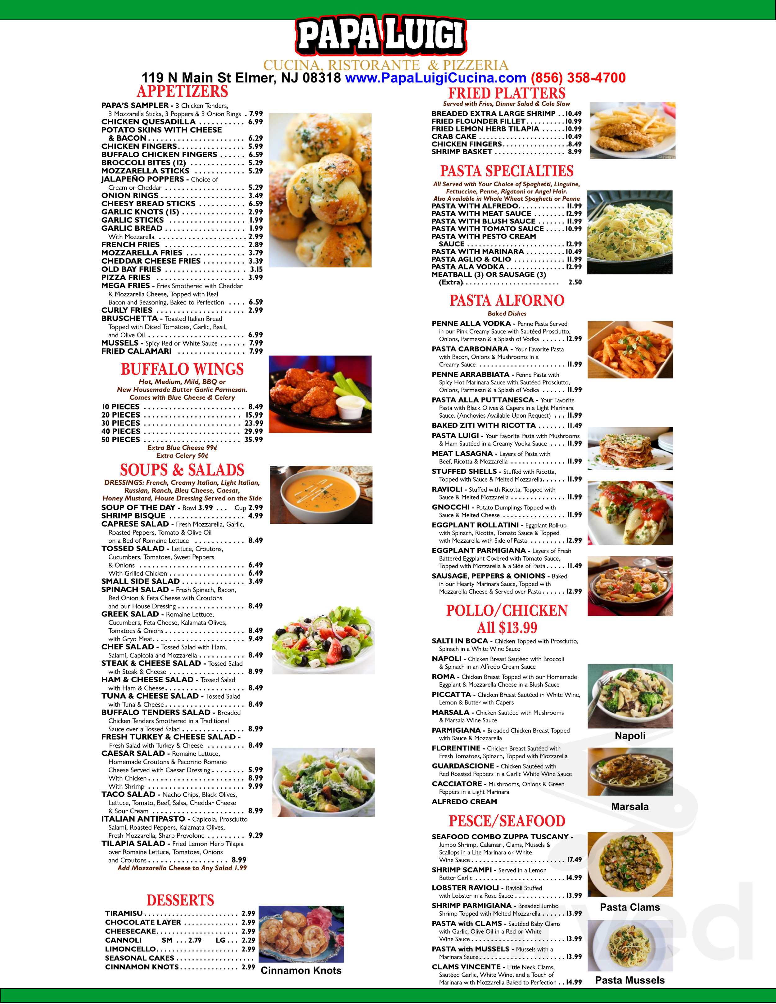 Order Papa Luigi Cucina of Elmer Menu Delivery【Menu & Prices】, Elmer