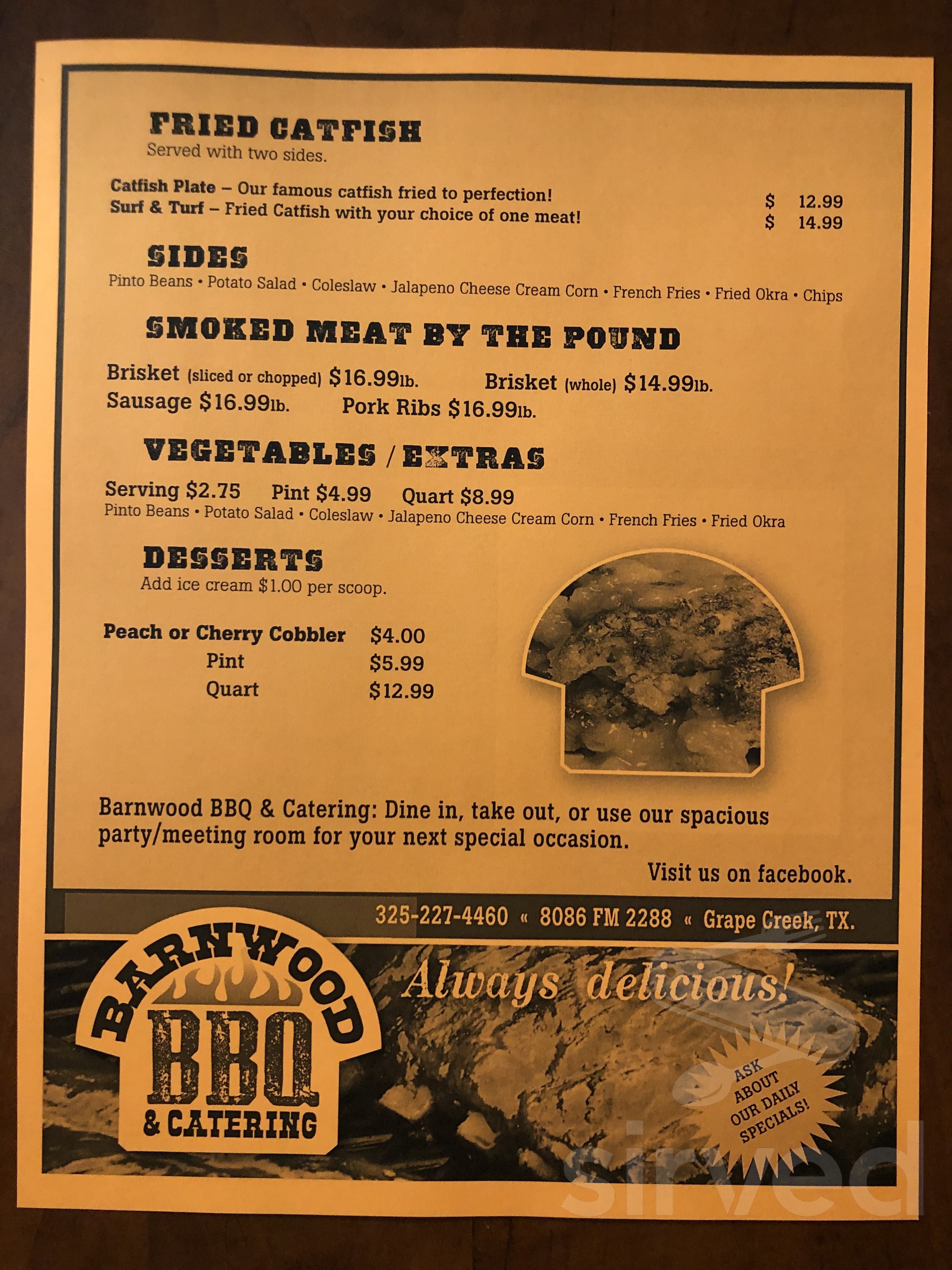 Barnwood BBQ and Catering menus in San Angelo, Texas, United States