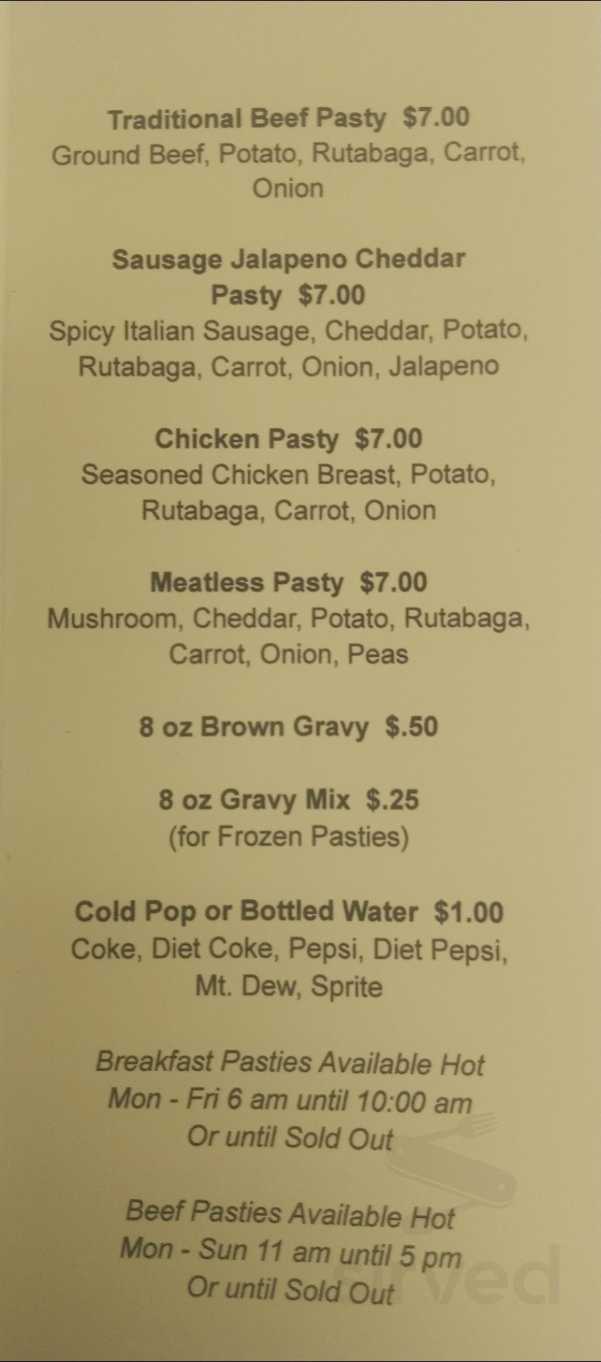 Legacy Hearth Artisan Market menu in Vestaburg, Michigan, USA