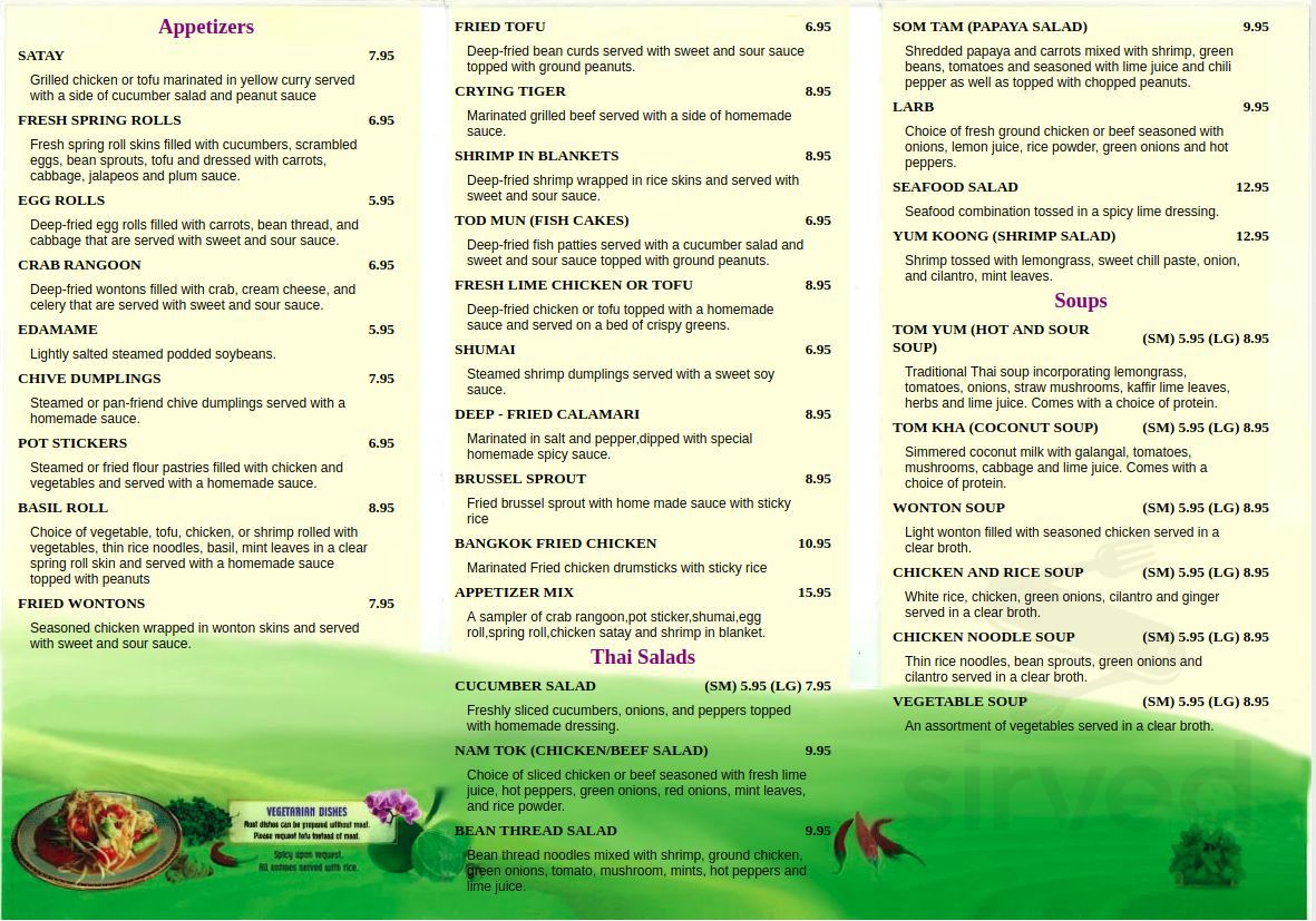 Thai Pavilion Restaurant menu in DeKalb, Illinois, USA