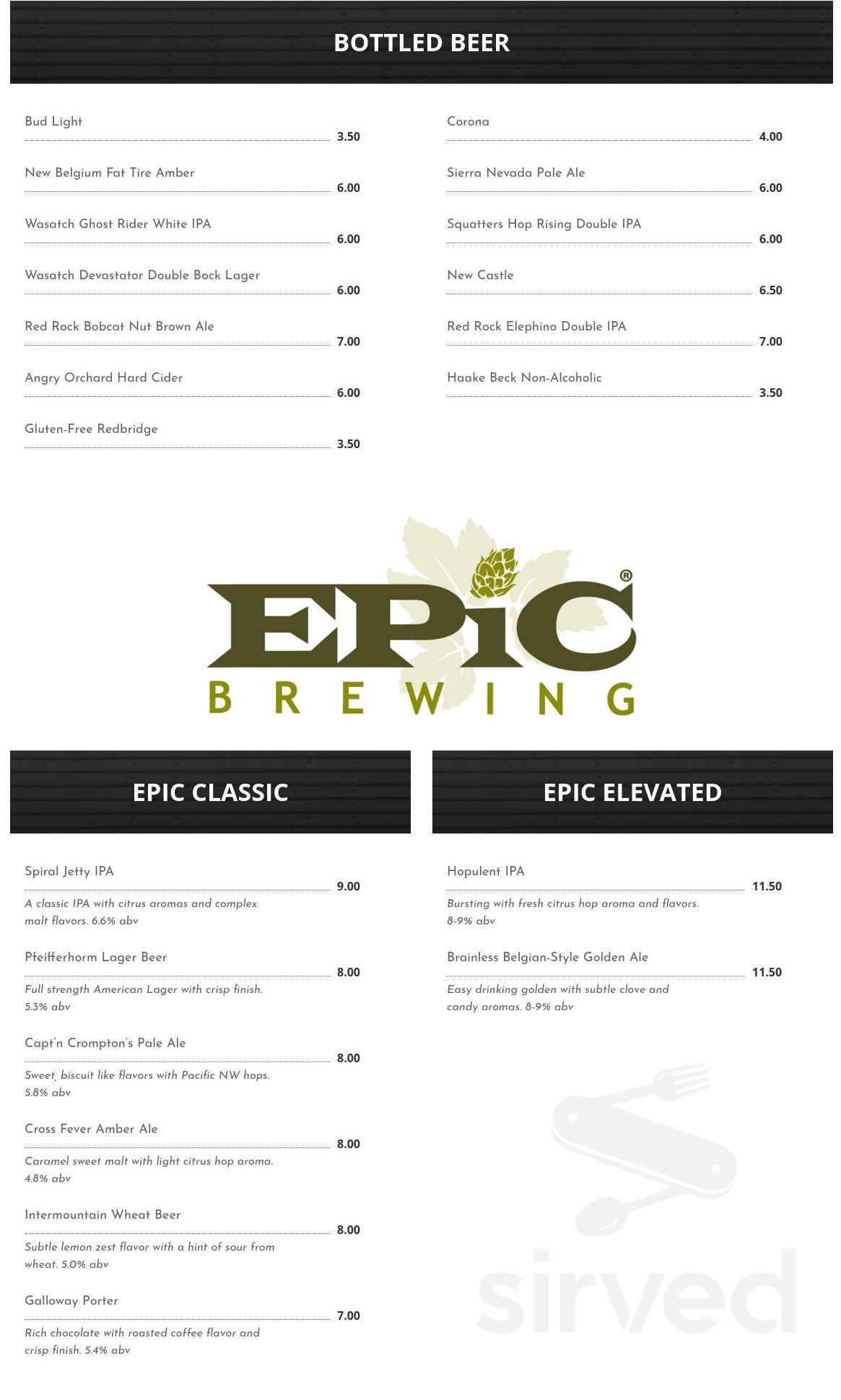 Tin Roof Grill menu in Sandy, Utah, USA