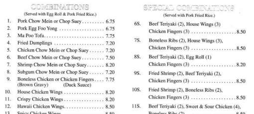 Menu for Fu Ming Chinese Restaurant in Johnston, RI | Sirved