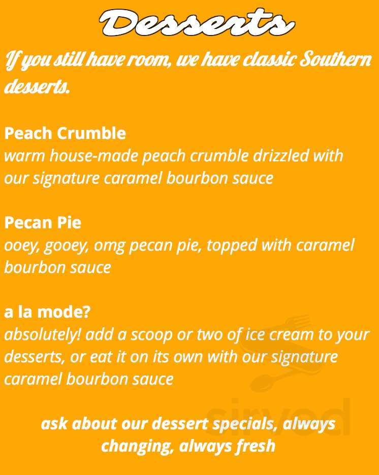 Memphis Blues BBQ House dessert menu in Kelowna, British Columbia