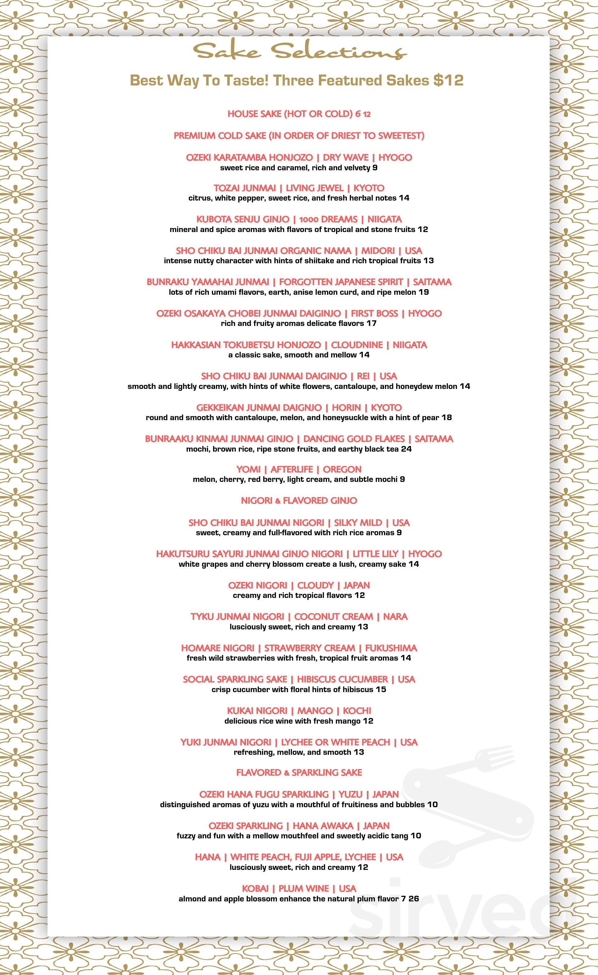 Thai Harmony menu in WinstonSalem, North Carolina, USA