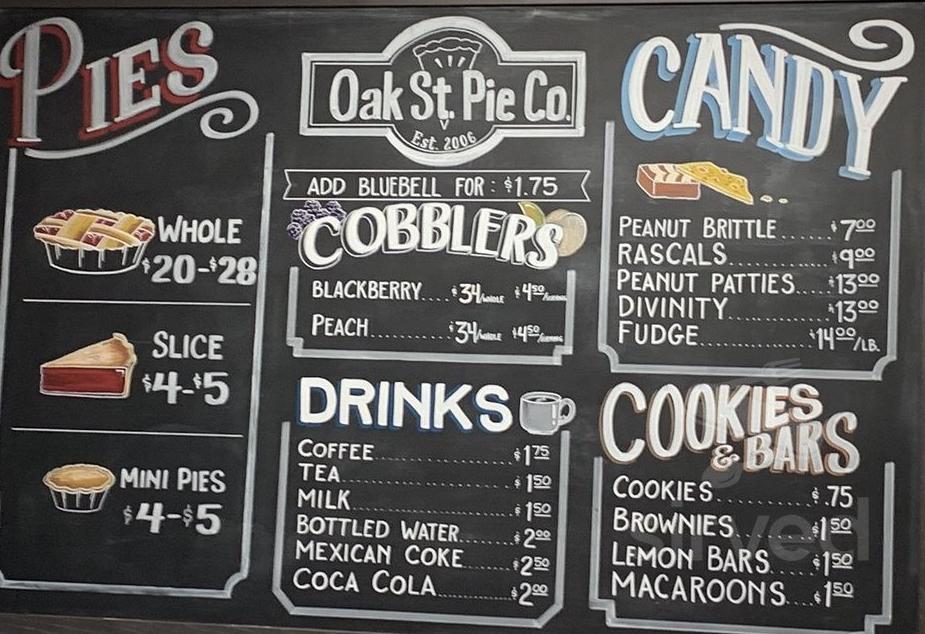 Menu for Oak St. Pie Co. in Roanoke, TX | Sirved