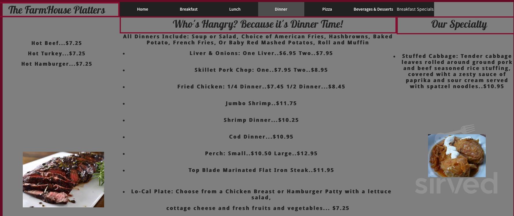 The FarmHouse Restaurant LLC menus in Stephenson, Michigan, United States