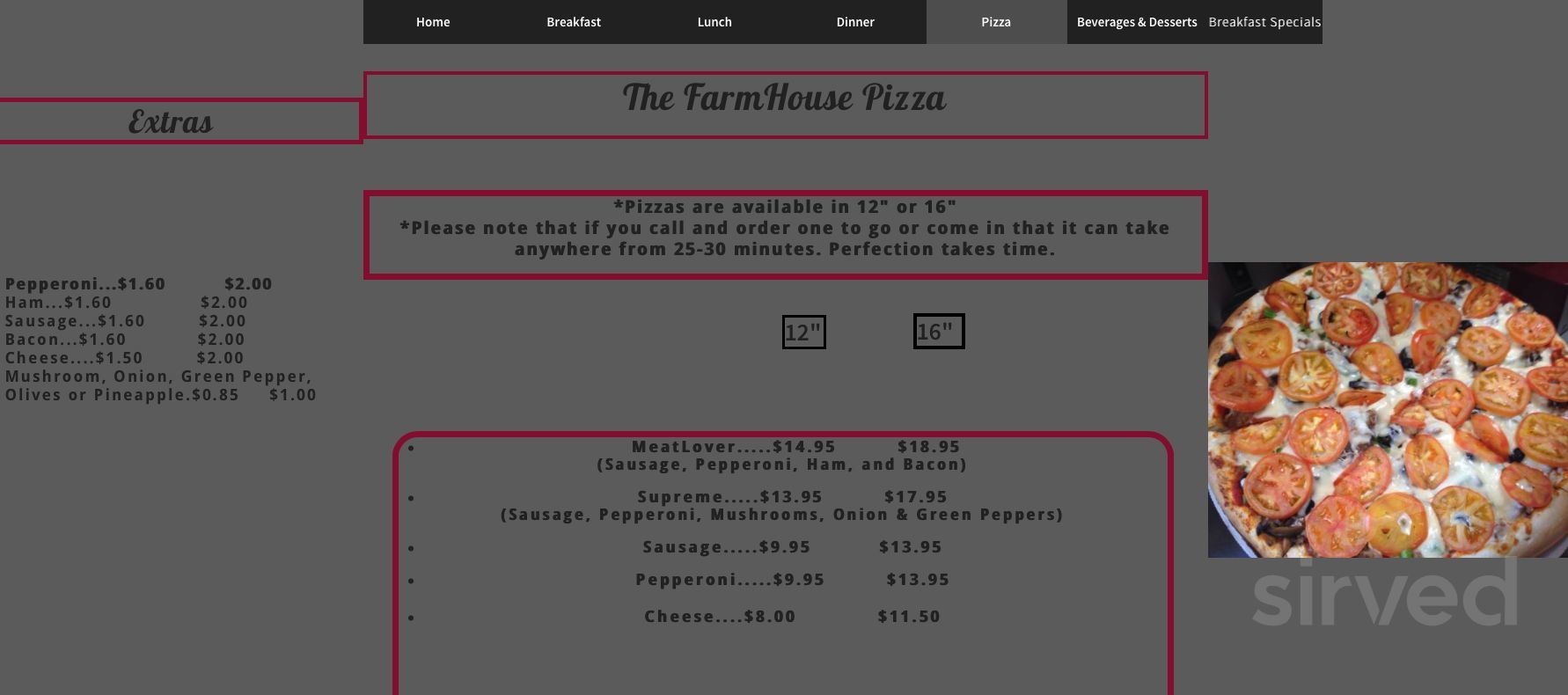 The FarmHouse Restaurant LLC menus in Stephenson, Michigan, United States