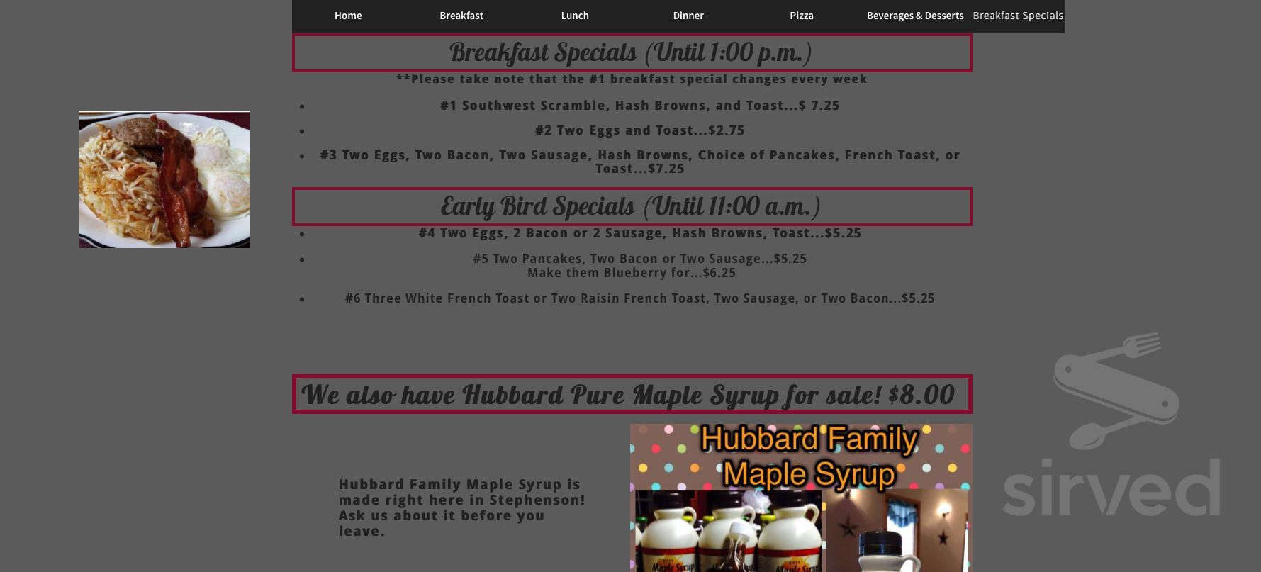 The FarmHouse Restaurant LLC menus in Stephenson, Michigan, United States